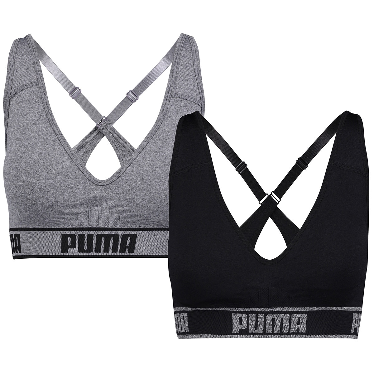 Puma 2 pack Sports Bra - Small - Black Grey