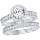 18KT White Gold 1.76CTW Round Diamond Bridal Ring Set