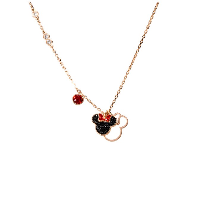 Swarovski Multi-coloured Rose-gold Tone Plated Minnie Mouse Pendant 