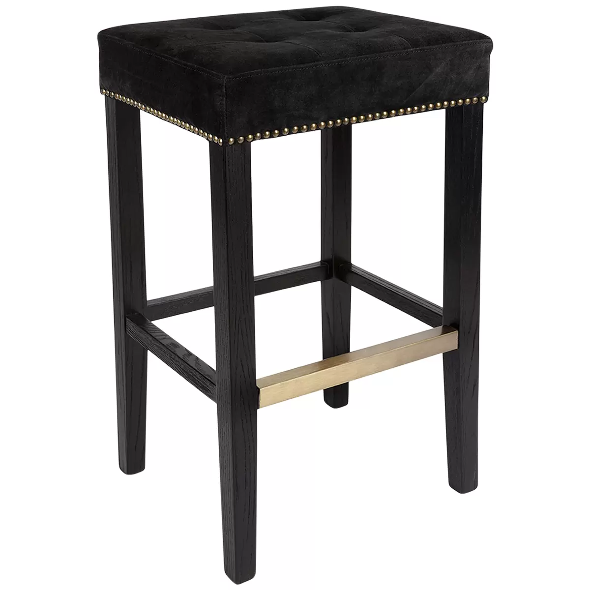 CAFE Lighting & Living Canyon Black Bar Stool Black Suede