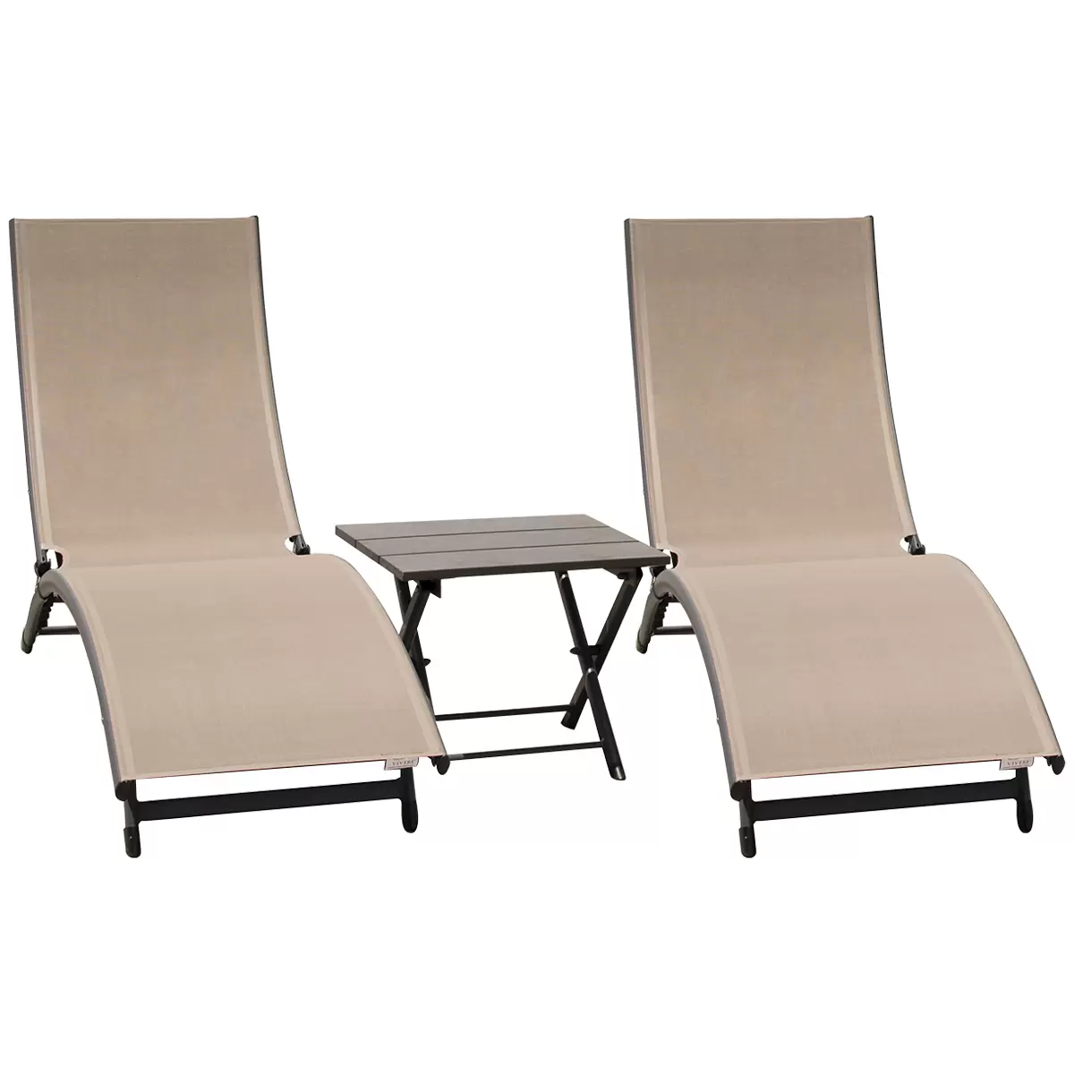 Vivere Coral Springs Chaise Lounge and Table 3 Piece Set