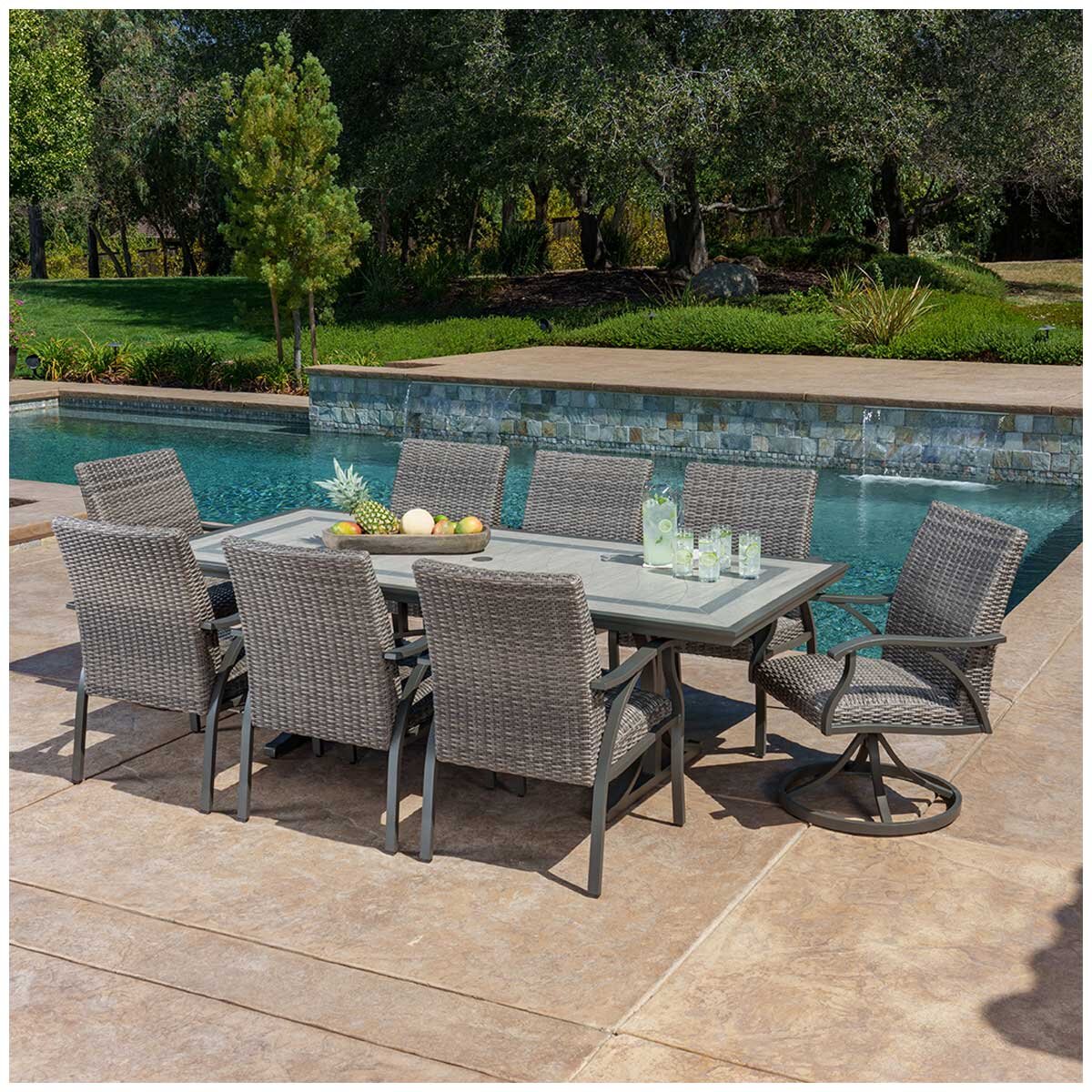 SunVilla Cobalt 9 Piece Woven Dining Set