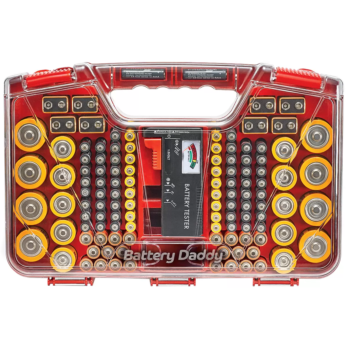 Battery Daddy Battery Organizer and Storage Case with Tester