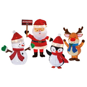 LED Santa With Friends 4 Piece