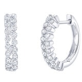 18KT White Gold 0.59 CTW Two Row Round Diamond Statement Earrings