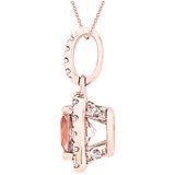 18KT Rose Gold 0.20ctw Round Diamond Morganite Pendant