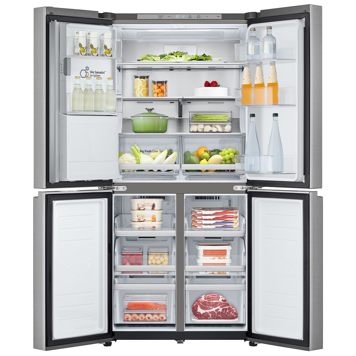 LG 508L French Door Fridge with Slim In-door Ice and Water Dispenser Stainless Steel GF-L500PL