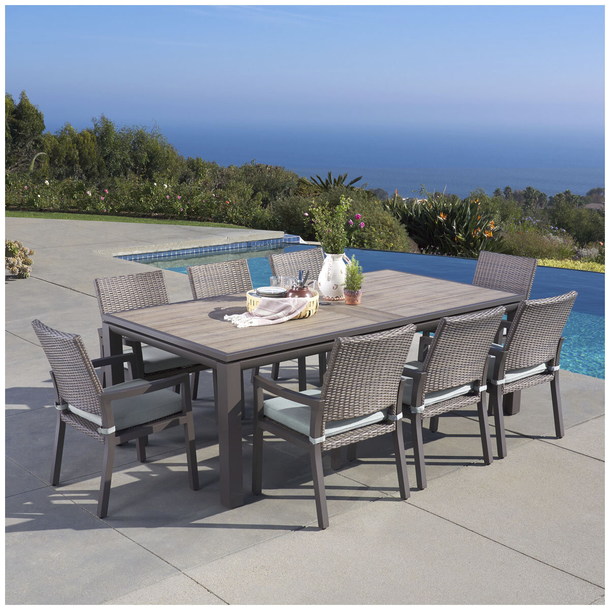 Milea 9 Piece Dining Set Blue