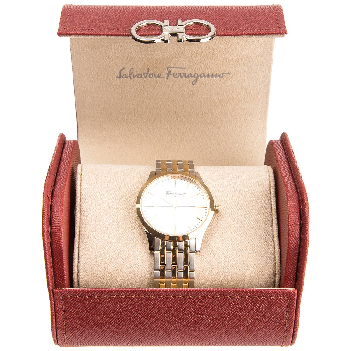 Salvatore Ferragamo Slim Silver Sunray Dial Women's Watch SFUC00421