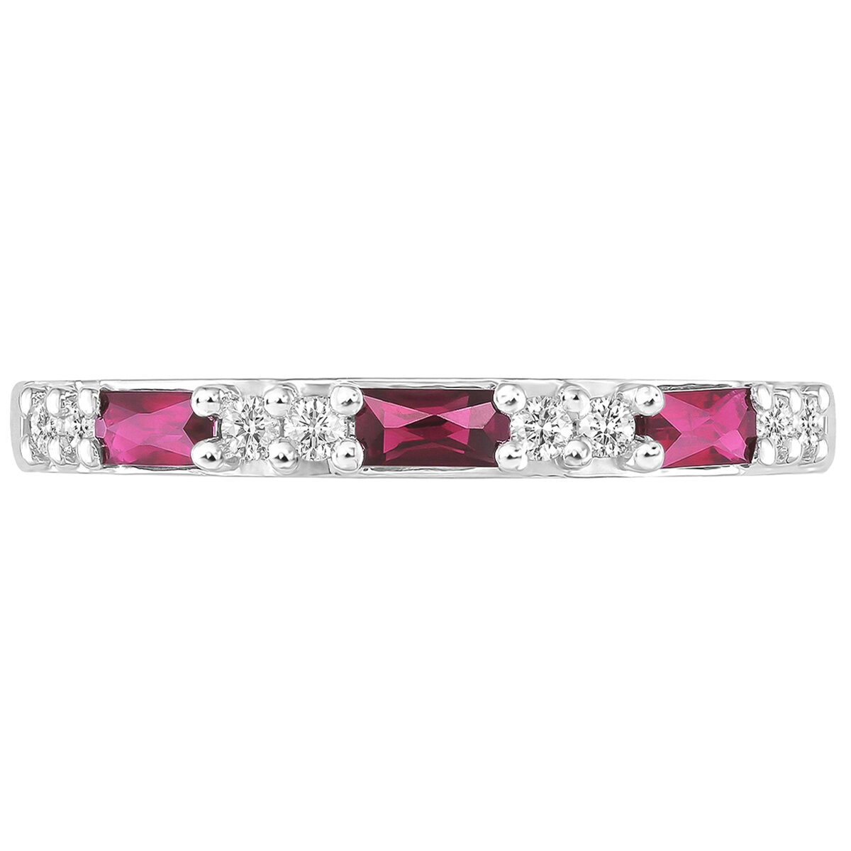 18KT White Gold 0.10ctw Diamond And Ruby Ring