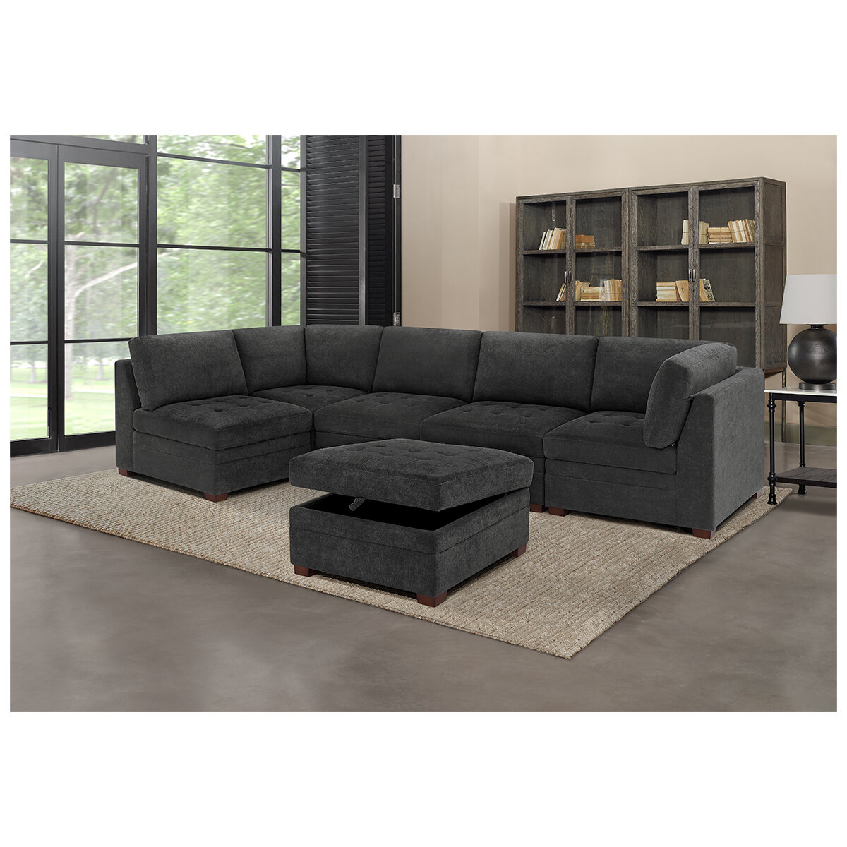 Thomasville Modular Sectional with Storage Ottoman