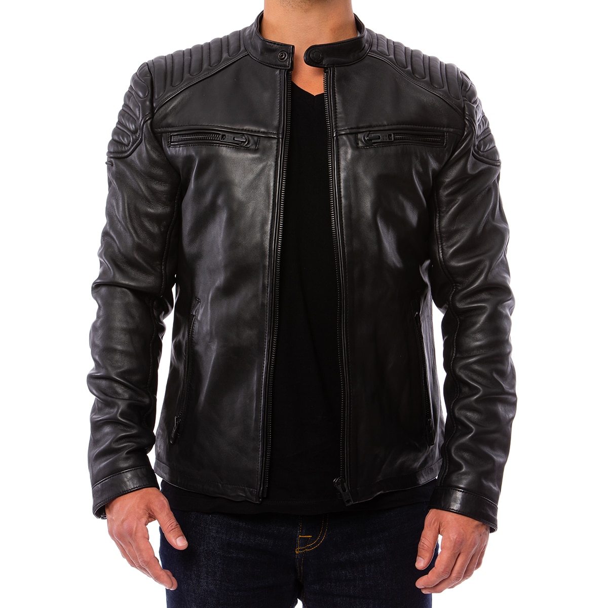 Superdry New Hero Men's Racer Black Leather Jacket | Costco Australia