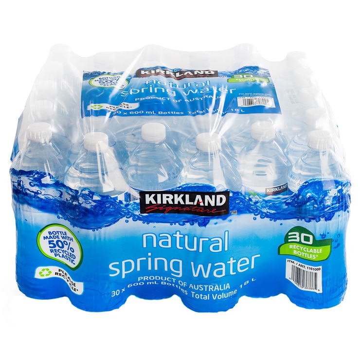 Kirkland Signature Natural Spring Water 30 x 600ml Bottles | Costco ...