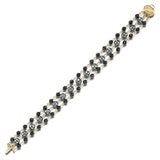 14KT Yellow Gold Hematite Black Onyx Bracelet 3-Row