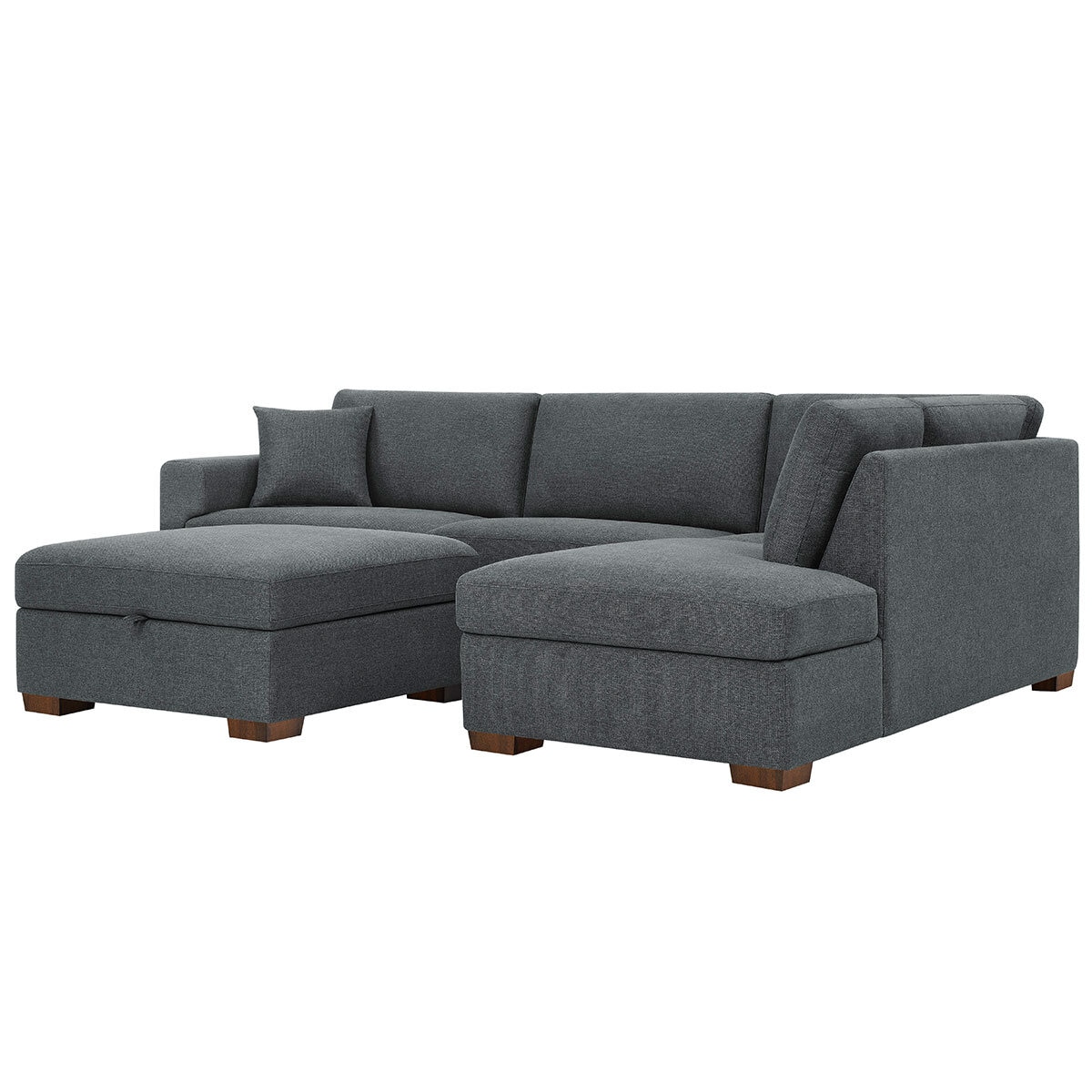 Thomasville 3 PC Fabric Sectional With Storage Ottoman