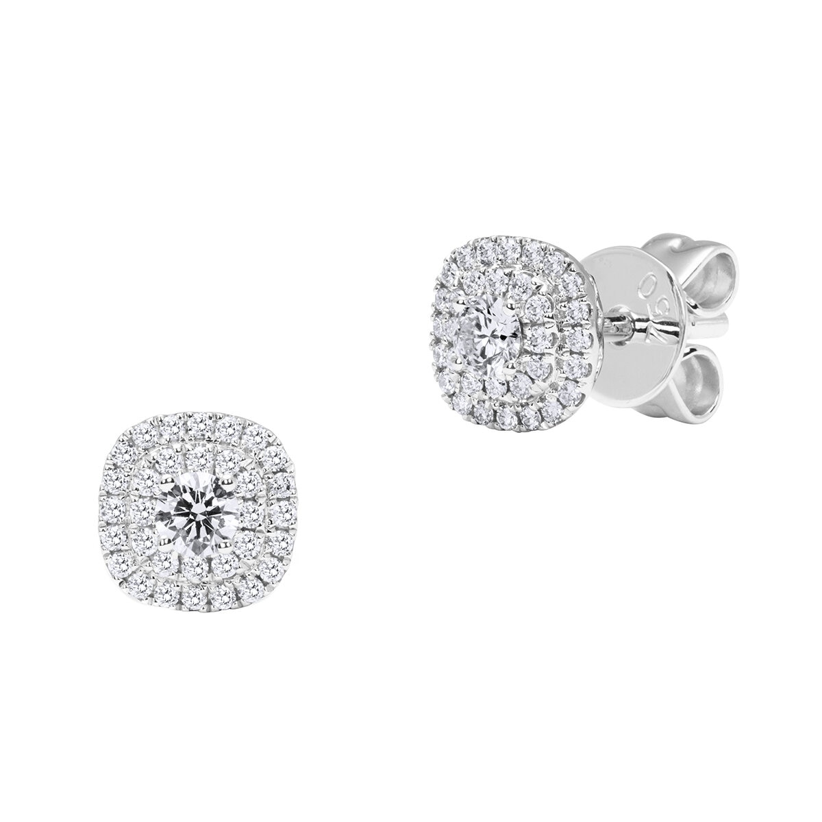 18KT White Gold 0.45ctw Diamond Cluster Stud Earrings