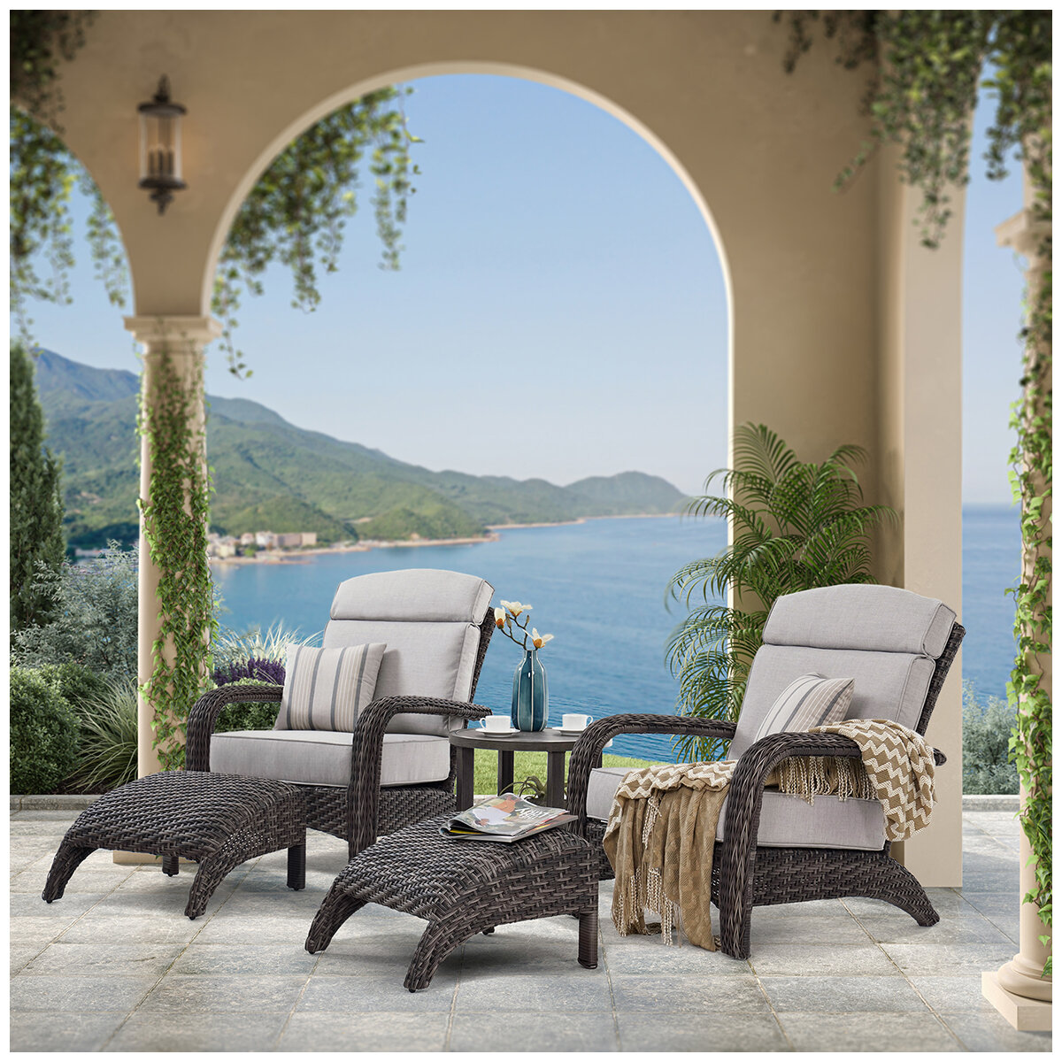 Grand Leisure Nogales Adirondack 5 Piece Seating Set