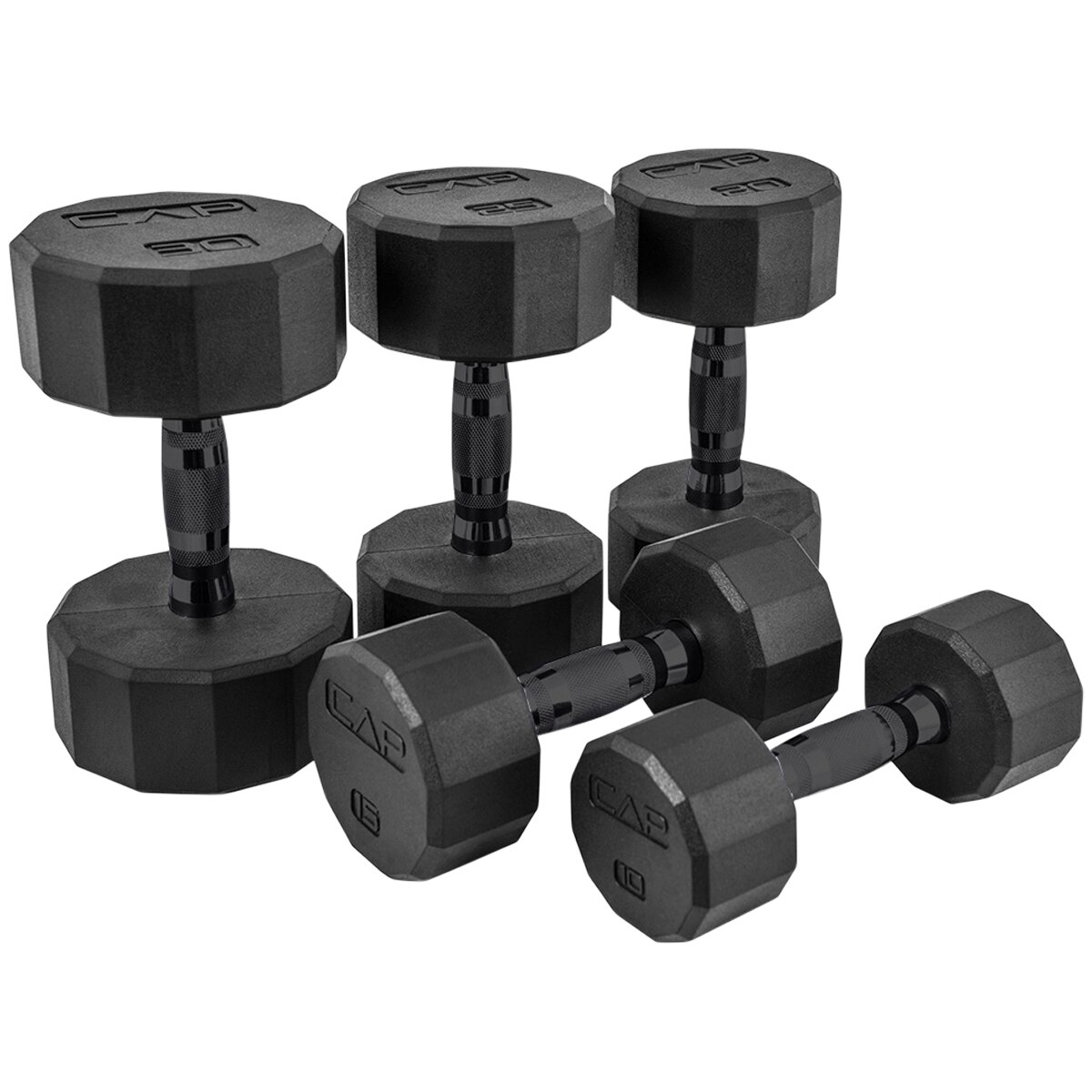 CAP 90kg Coated Dumbbell Set with Rack Black Costco Australia