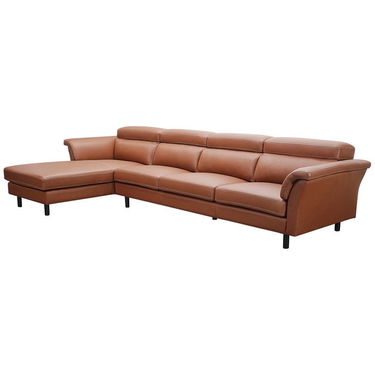 Moran Carson 3 Seat Sofa with Chaise Premium Pecan | Costco Australia